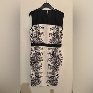 Ted Baker London Black and White Floral Midi Dress